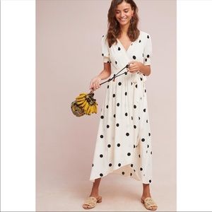 Breanna Polka Dot Wrap Dress-Anthropologie